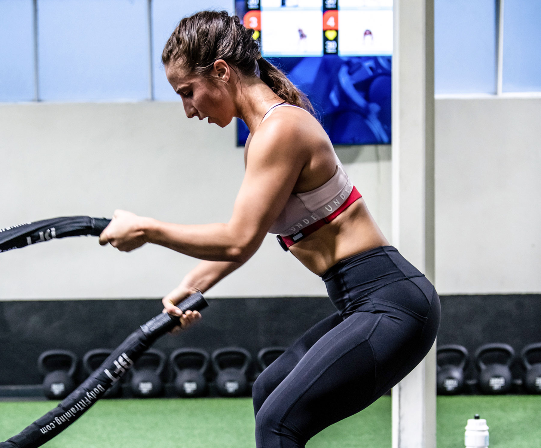 Person working out with battle ropes